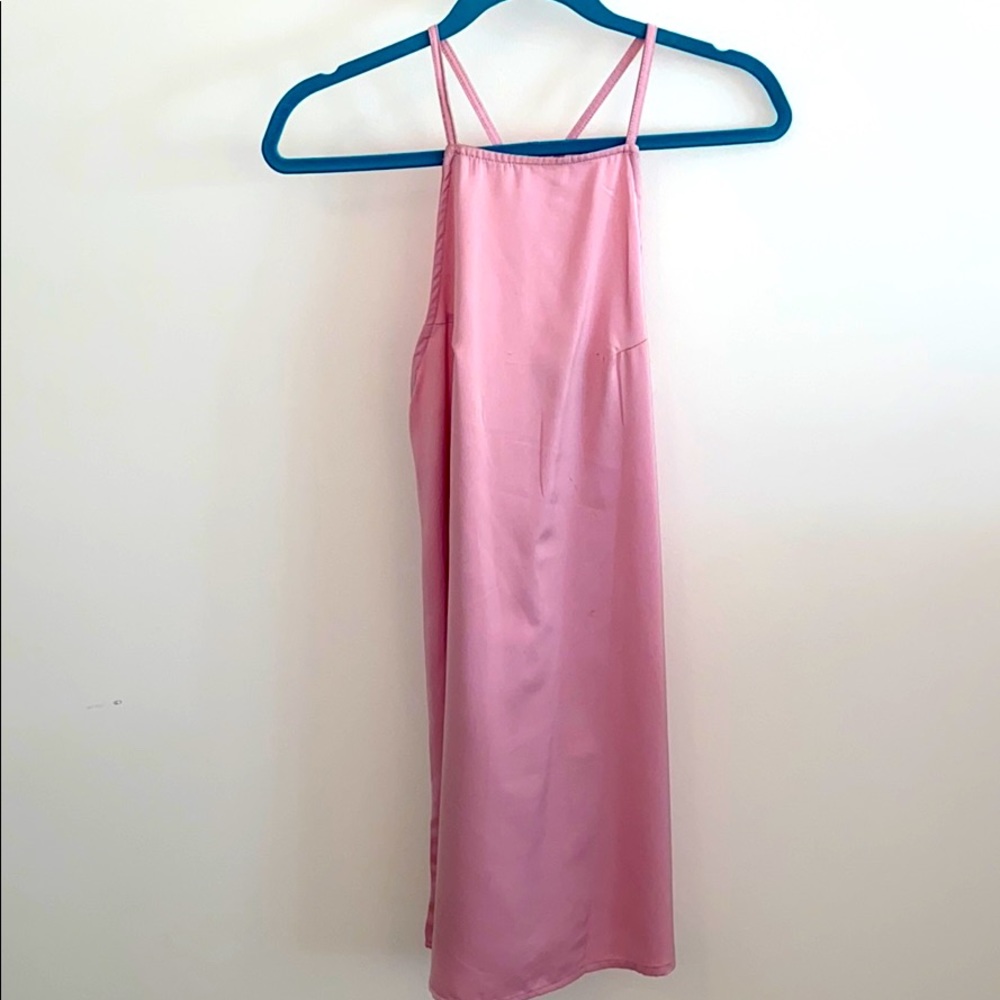 Motel Pink Silk Imitation Slip Dress